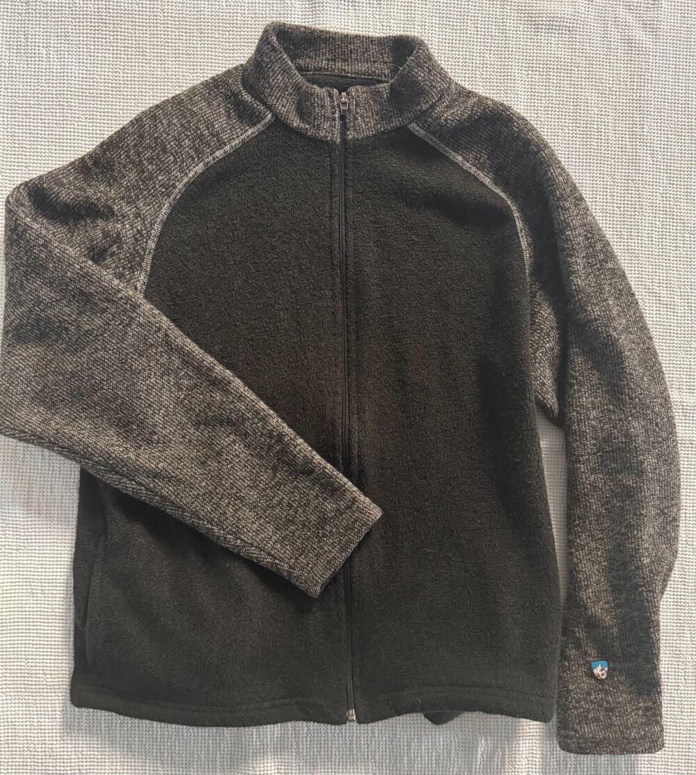 Kuhl Alfpaca Fleece Jacket Mens Medium Black Gray Colorblock Full Zip Canada